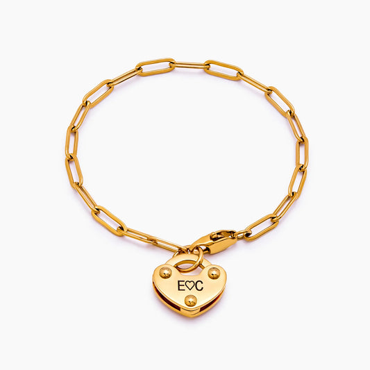 Heart Lock Initial Bracelet