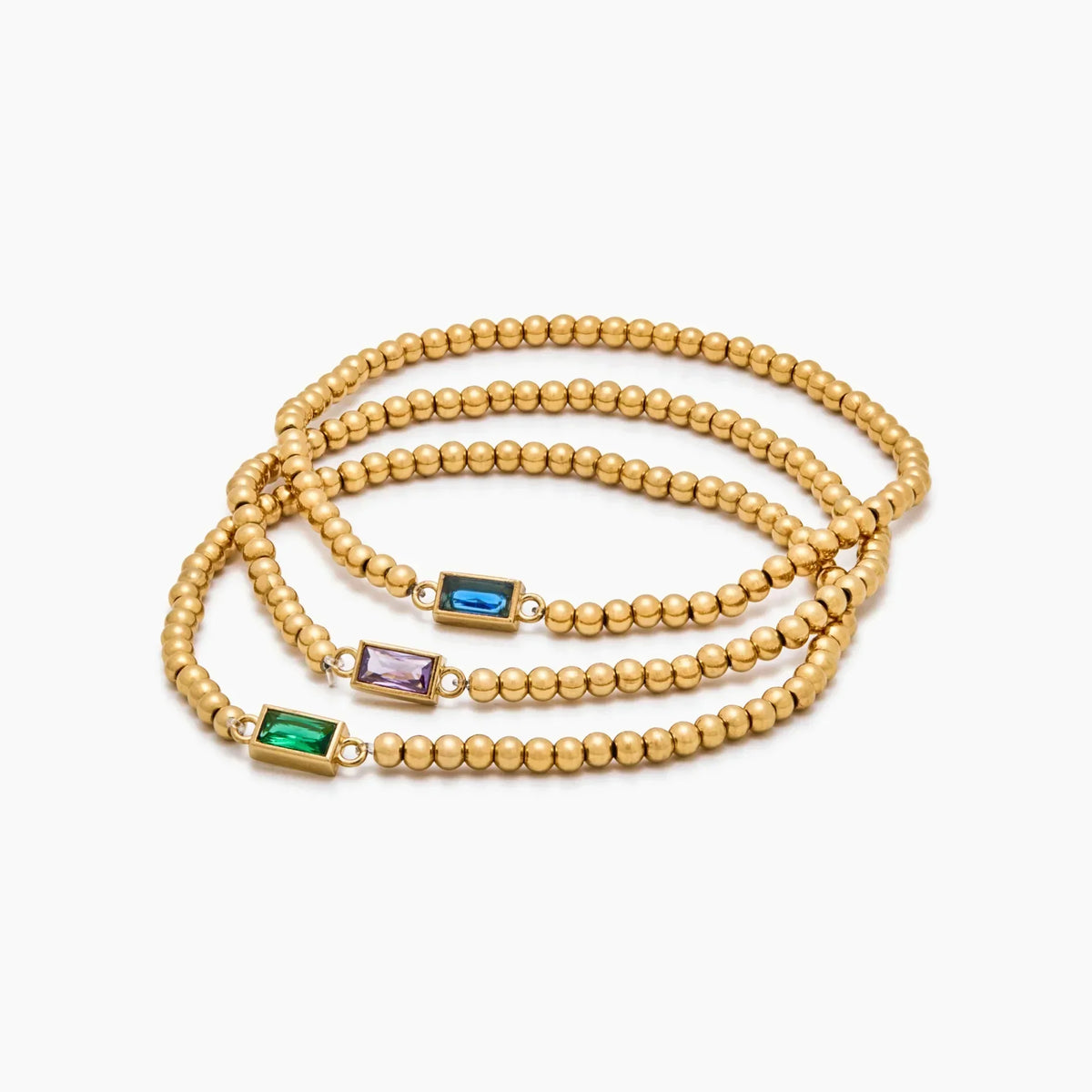 Gold Beaded Birthstone Bracelet