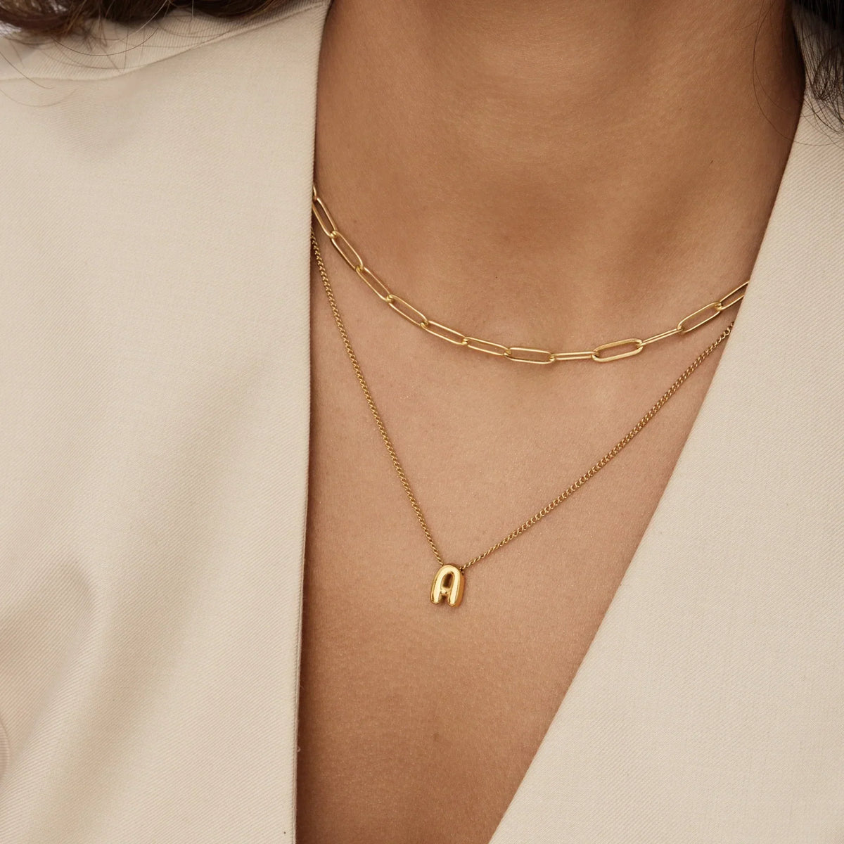 Bubble Initial Charm Necklace