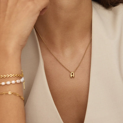 Bubble Initial Charm Necklace