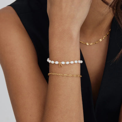 Pearl Initial Charm Bracelet