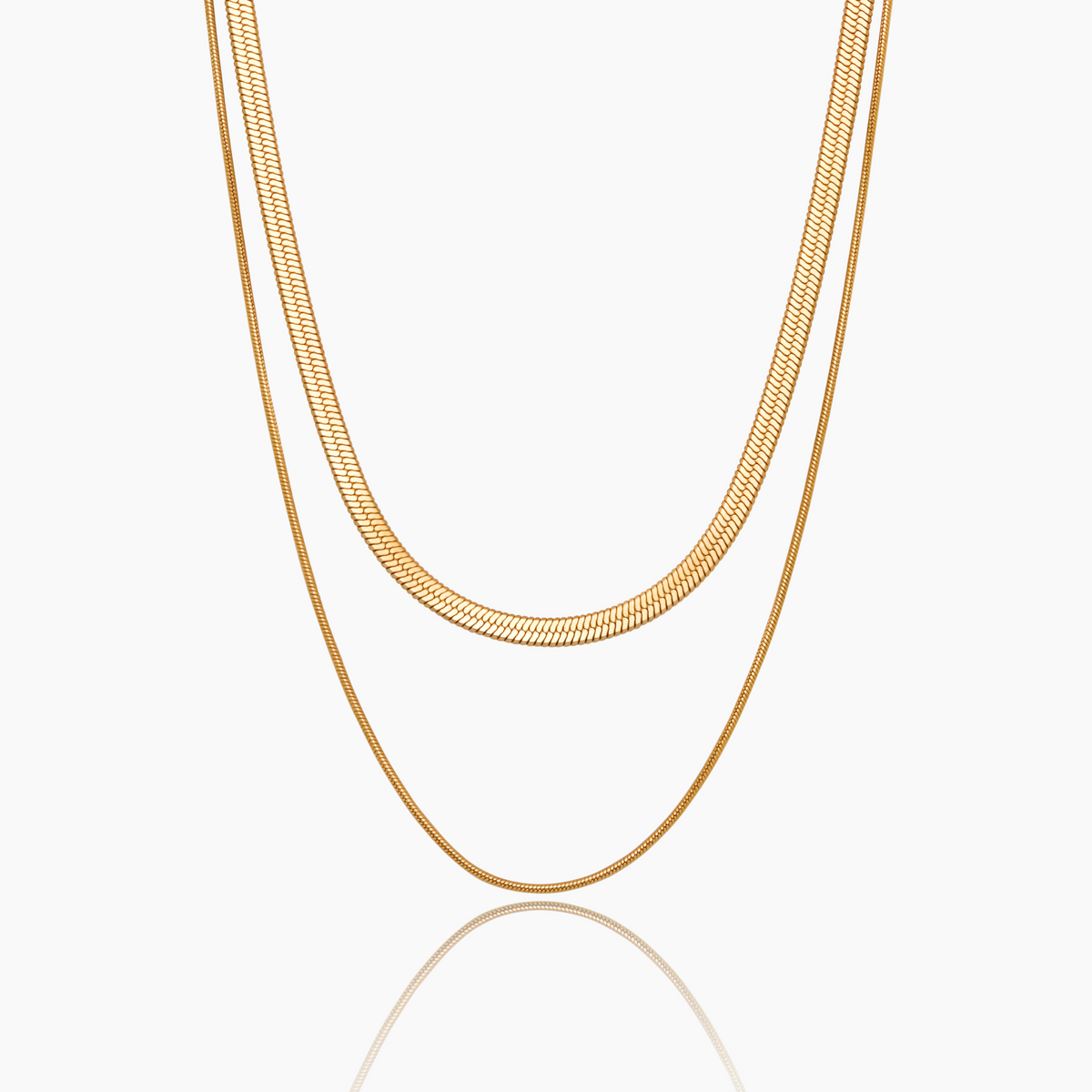 Double Snake Chain Layered Necklace