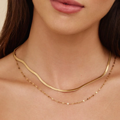 Snake & Sequin Chain Layered Necklace