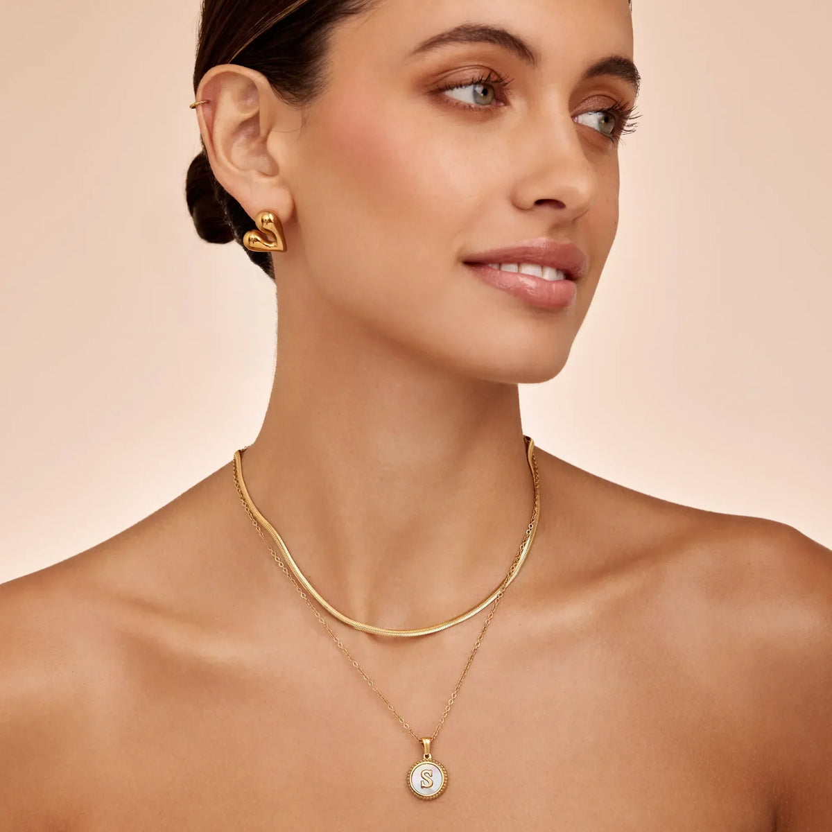 Mother Of Pearl Initial Pendant Necklace