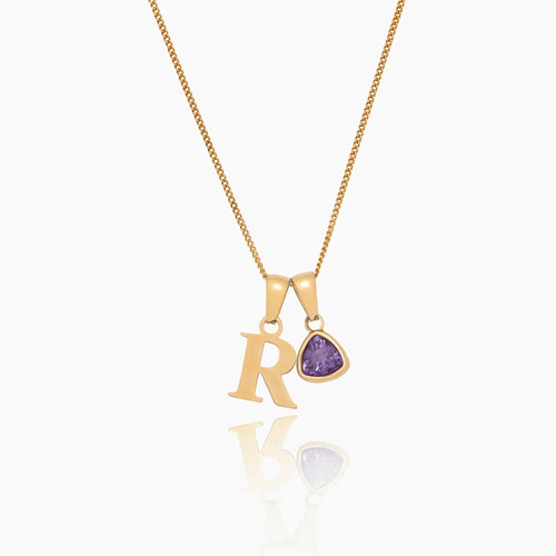 Initial Birthstone Charm Necklace