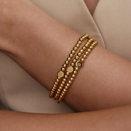 Engraved Initial Beaded Bracelet