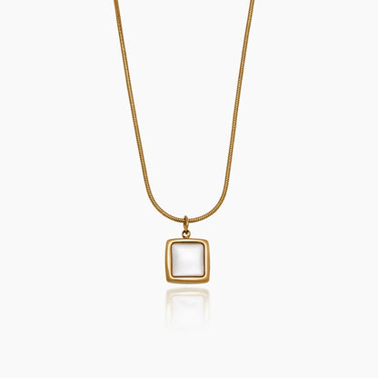 Mother of Pearl Square Pendant Necklace