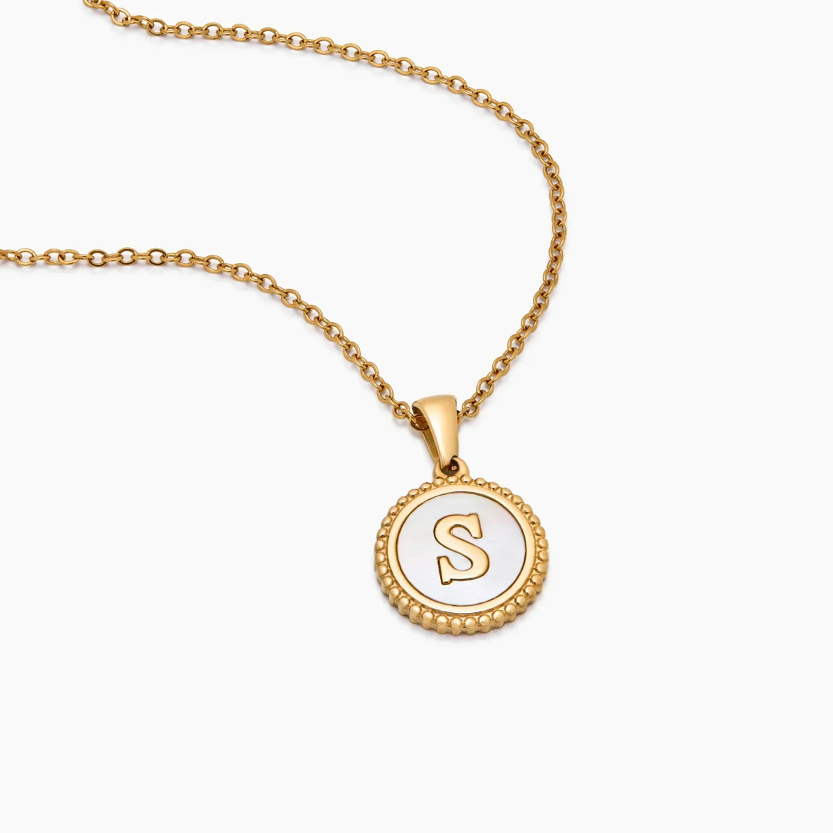 Mother Of Pearl Initial Pendant Necklace