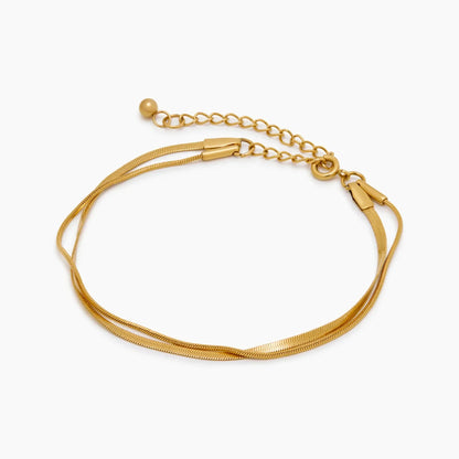 Double Snake Chain Layered Bracelet