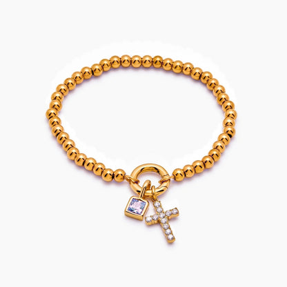 beaded-cross-birthstone-bracelet — Gold / Jun-Alexandrite