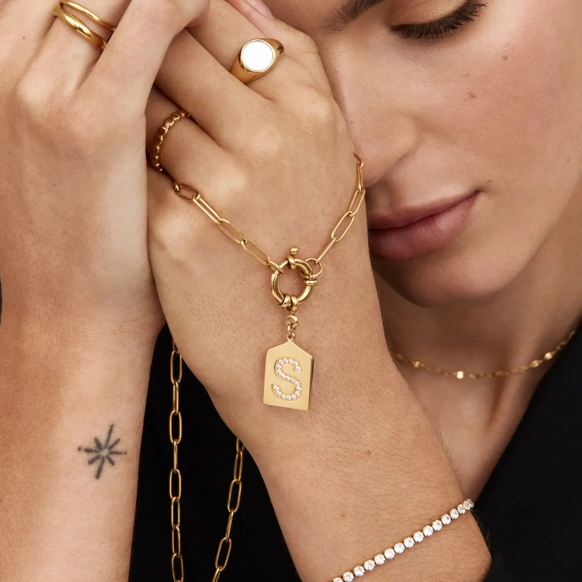 Pavè Initial Pendant Necklace