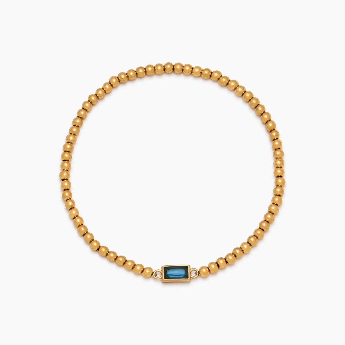 gold-beaded-birthstone-bracelet — Gold / Mar-Aquamarine