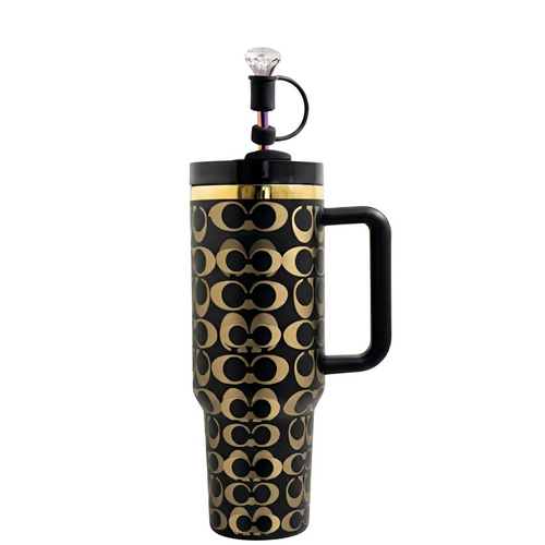 Black Thermal Cup Gold Details