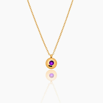 mini-birthstone-pendant-necklace — Gold / Feb-Amethyst