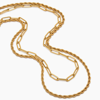 Paperclip & Rope Chain Layered Necklace